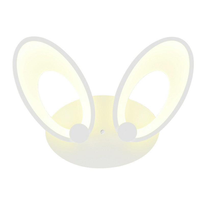 Rabbit Ear LED Wall Lighting Contemporary Acrylic Bedroom Sconce Light Fixture in White