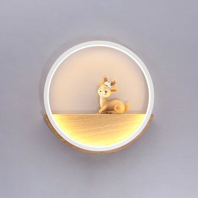Circle Living Room Wall Sconce Lamp Metal Modern Style LED Wall Lighting Fixture with Decorative Deer
