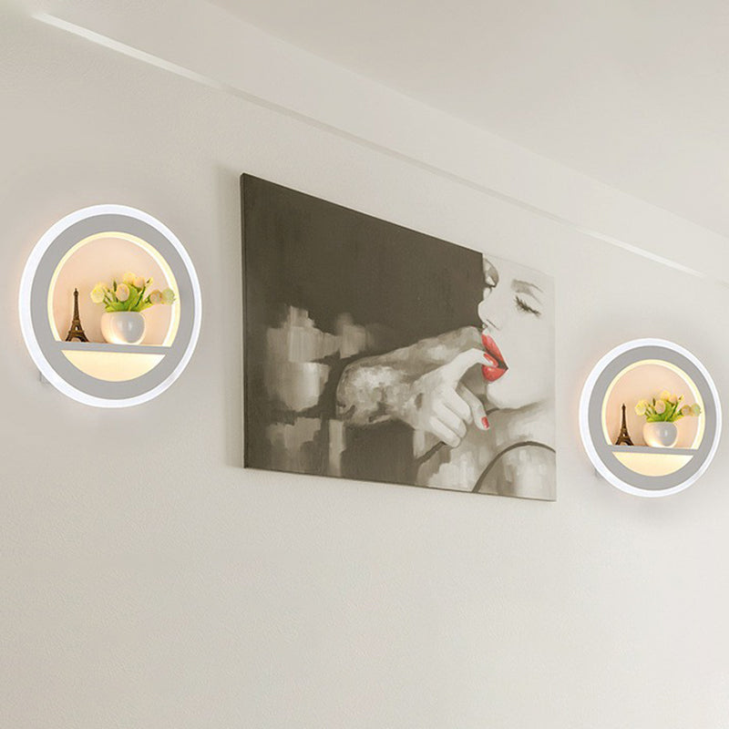 Minimalistische cirkelvormige muur SCRYL Licht Acryl LEDE ROOM LED WANDEL MUSTEN LICHTING IN WIT