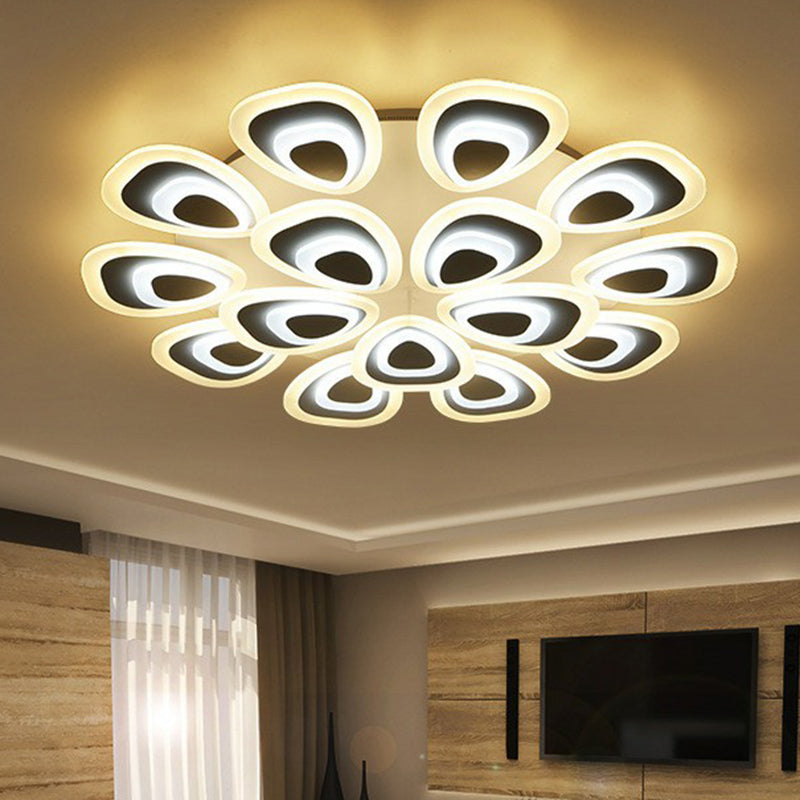 White Peacock LED Semi Flush Light Simplicity Acrylic Ceiling Flush Mount for Living Room