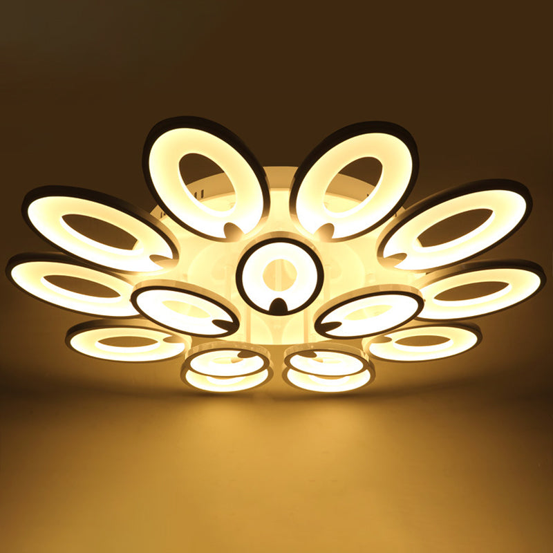 Peacock Living LED Semi Flush Lighting Acrílico Moderno techo Ligera montada en blanco