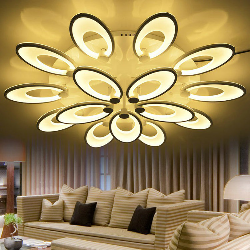 Peacock Living LED Semi Flush Lighting Acrílico Moderno techo Ligera montada en blanco