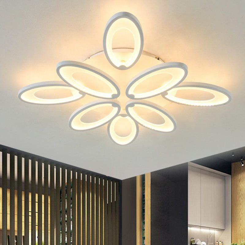 Minimalist Peacock Ceiling Mounted Light Acrylic Living Room LED Semi Flush Mount in White
