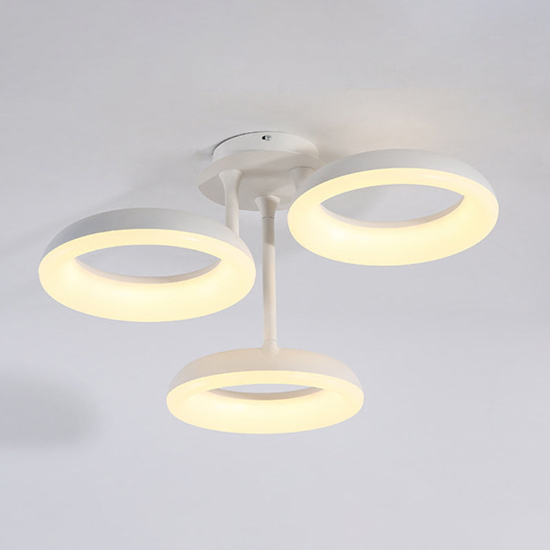 Simplicity Circle LED Semi Flush Light Acryl Wohnzimmer Deckeneinbauleuchte in Weiß