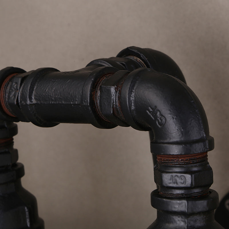 Antique Style Pipe Wall Lighting 6 Heads Iron Wall Mount Light in Black for Restaurant