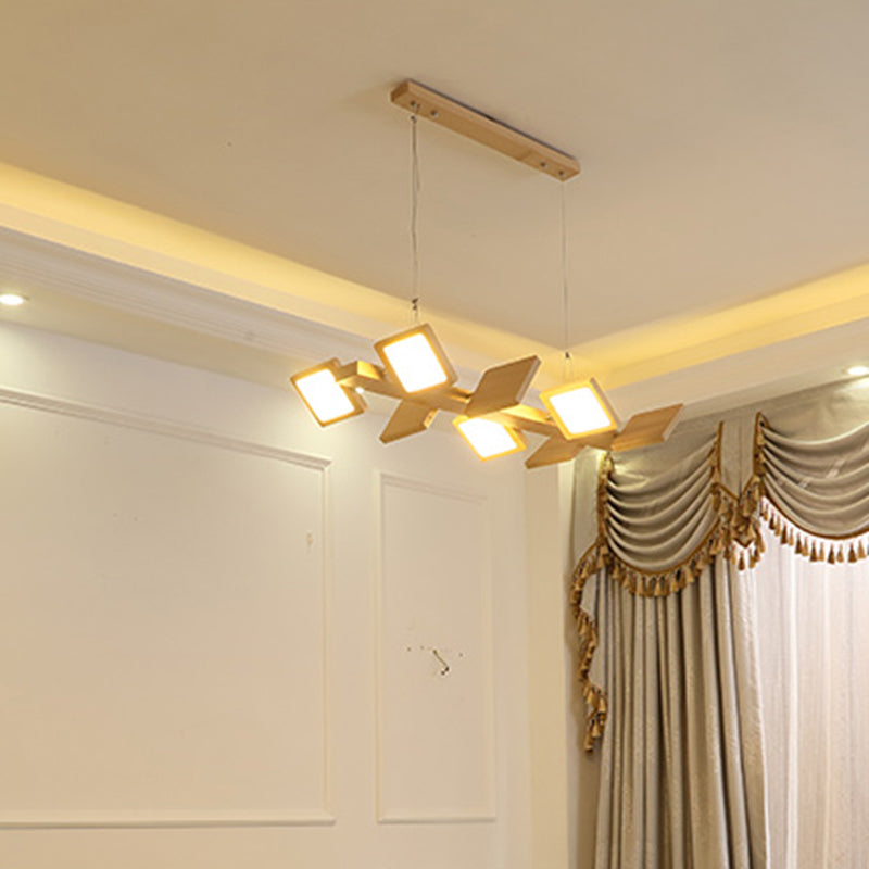 Pendentif à LED de style japonais Restaurant en bois d'éclairage en bois suspendu avec une teinte acrylique