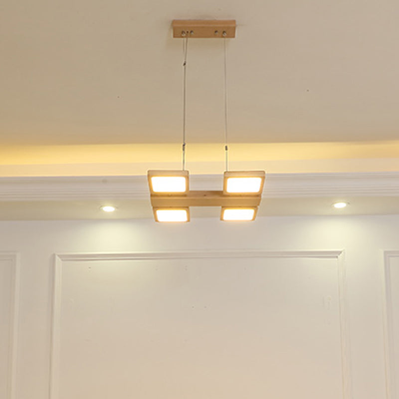 Pendentif à LED de style japonais Restaurant en bois d'éclairage en bois suspendu avec une teinte acrylique