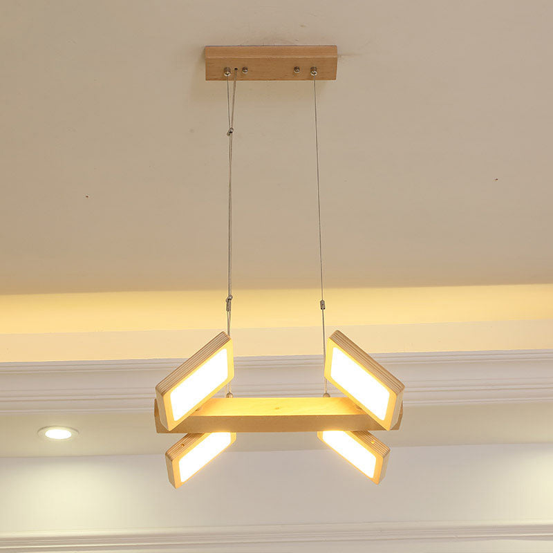 Pendentif à LED de style japonais Restaurant en bois d'éclairage en bois suspendu avec une teinte acrylique