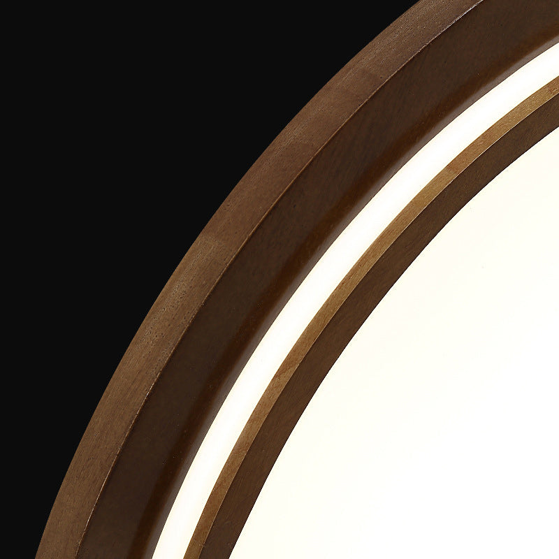 Runde, runde LED-Unterputz-Deckenleuchte für Schlafzimmer aus Holz in Braun