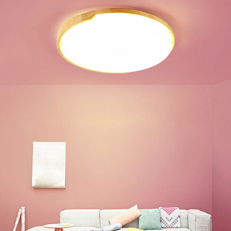 Ultra-Thin Round Bedroom LED Flush Mount Light Wood Simplicity Flush Mount Ceiling Light