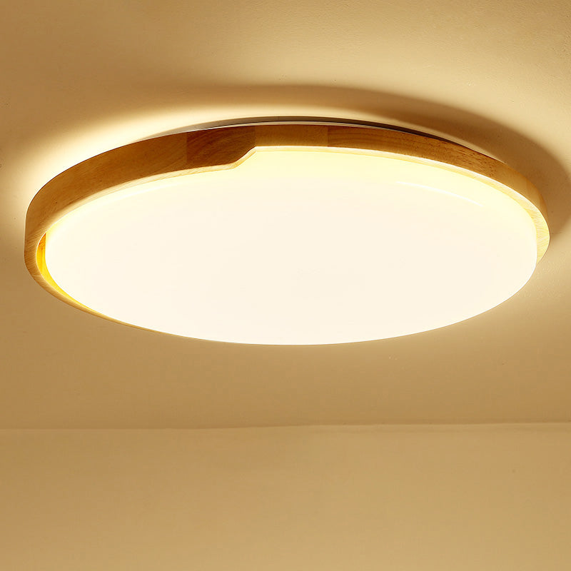 Ultra-Thin Round Bedroom LED Flush Mount Light Wood Simplicity Flush Mount Ceiling Light