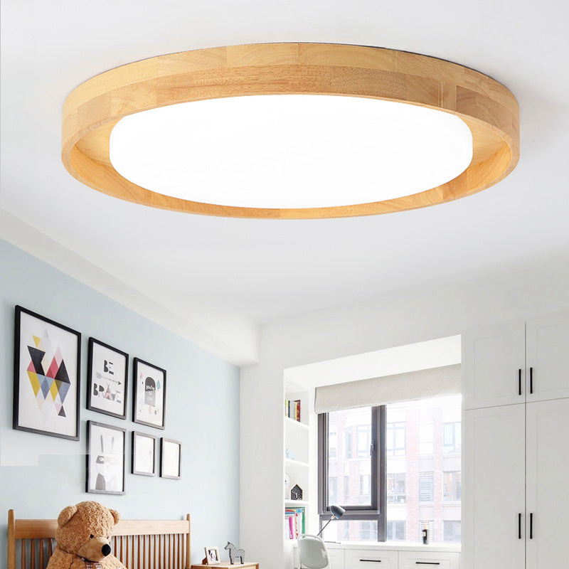 Luminaire de plafond encastré à LED en bois pour chambre à coucher, éclairage circulaire de Style japonais