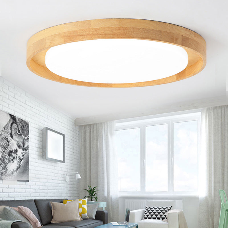 Luminaire de plafond encastré à LED en bois pour chambre à coucher, éclairage circulaire de Style japonais