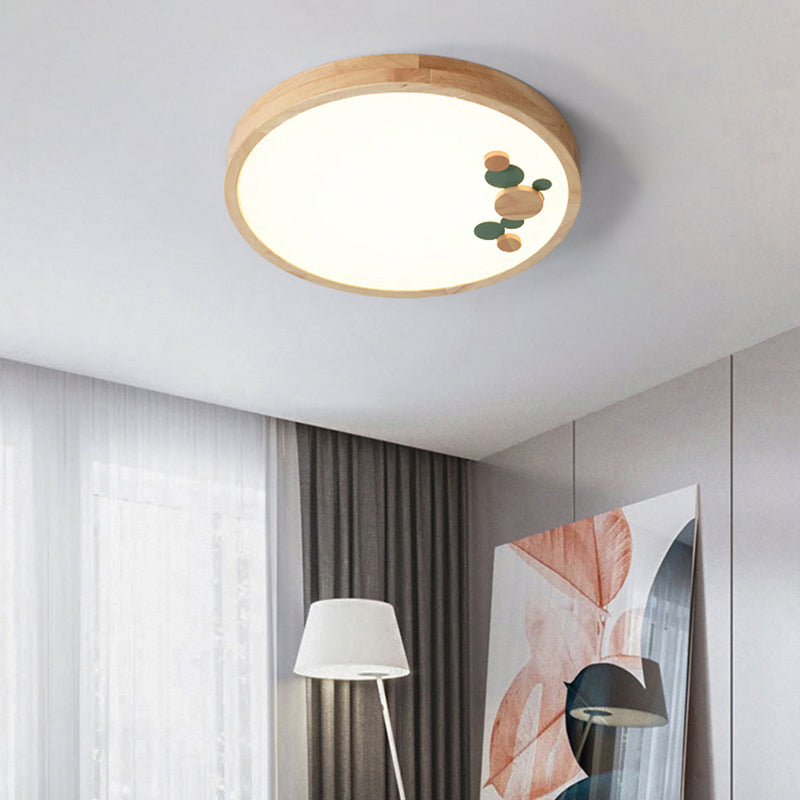 Cerchio Led LED Flush Monte Light Simplicity Wood Bedroom Flush Monte Massimale Luce