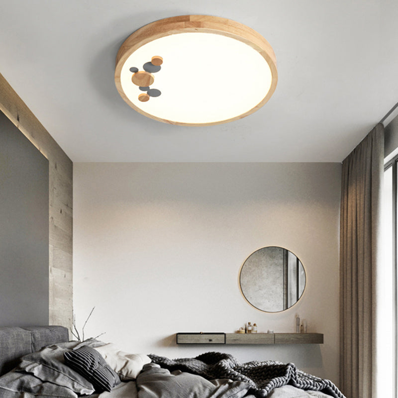 Cerchio Led LED Flush Monte Light Simplicity Wood Bedroom Flush Monte Massimale Luce