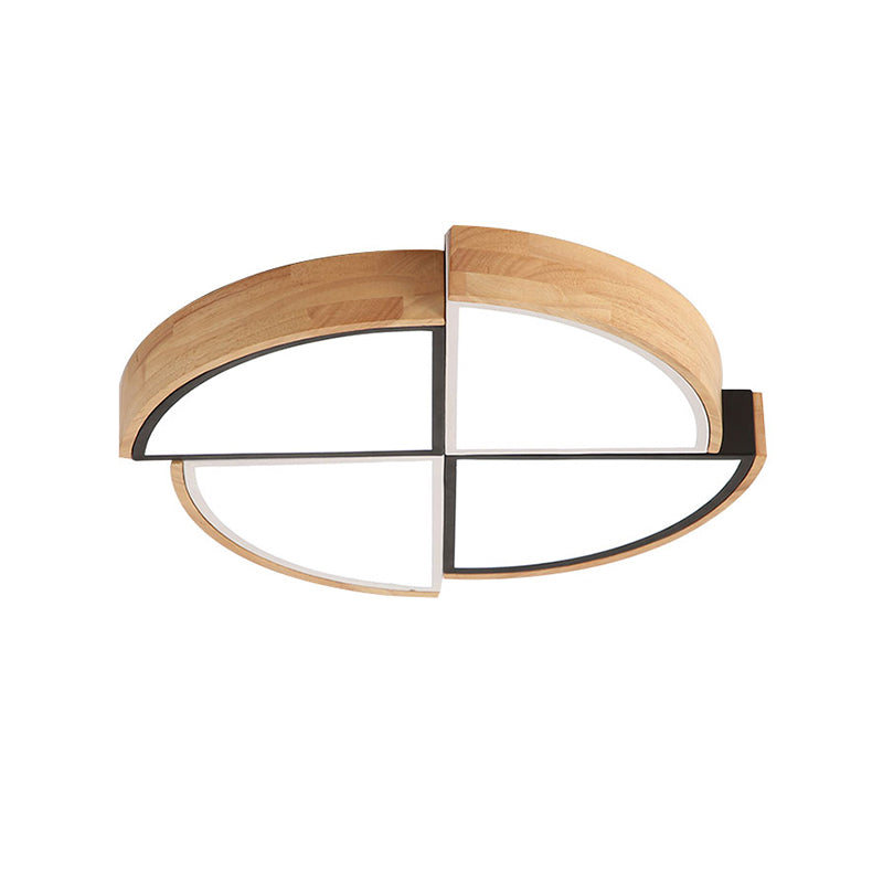 Plafoniera a soffitto a LED in stile nordico con giunzione in legno rotonda per camera da letto