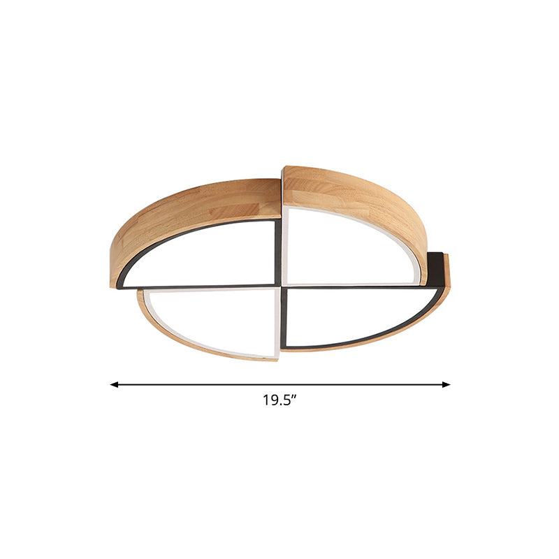 Wood Splicing Round Flush Light Nordic Style LED Flush Ceiling Light Fixture for Bedroom