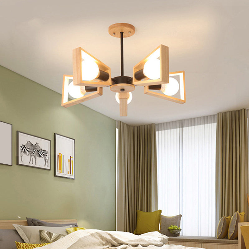 Iluminación de techo de madera en forma de abanico estilo lámpara de lámpara blanca para comedor para comedor