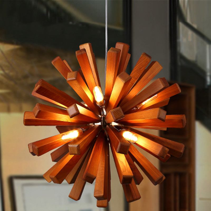 Wood Dandelion Ceiling Lighting Nordic Style Chandelier Light Fixture for Restaurant