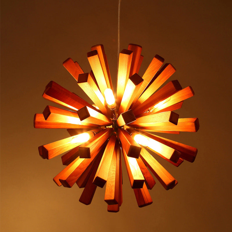 Wood Dandelion Ceiling Lighting Nordic Style Chandelier Light Fixture for Restaurant