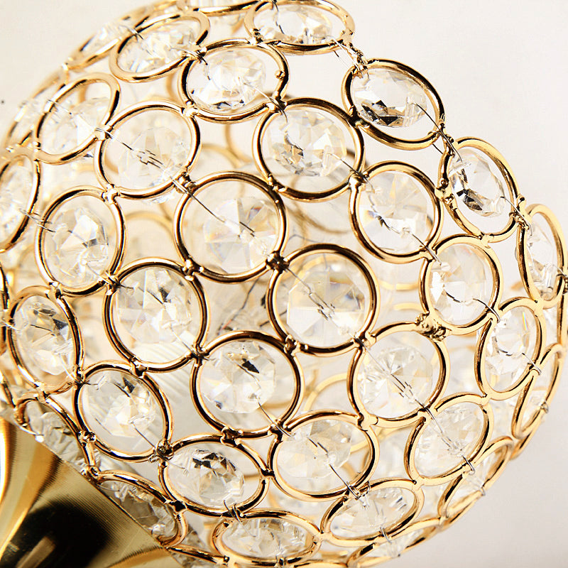 Global Wall Sconce Light Vintage Style Metal 1 Head Chrome/Gold Wall Lamp met heldere kristal kraal deco