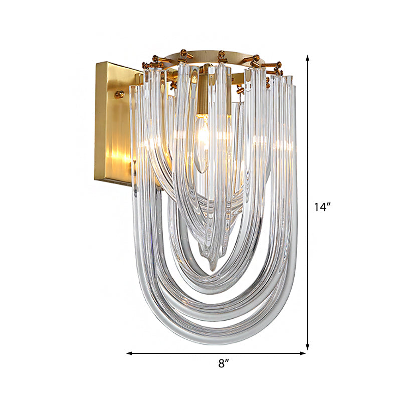 Clear Crystal Prism Sconce Lamp Vintage 1 Light Wall Mounted Light in Gold Finish for Dining Room