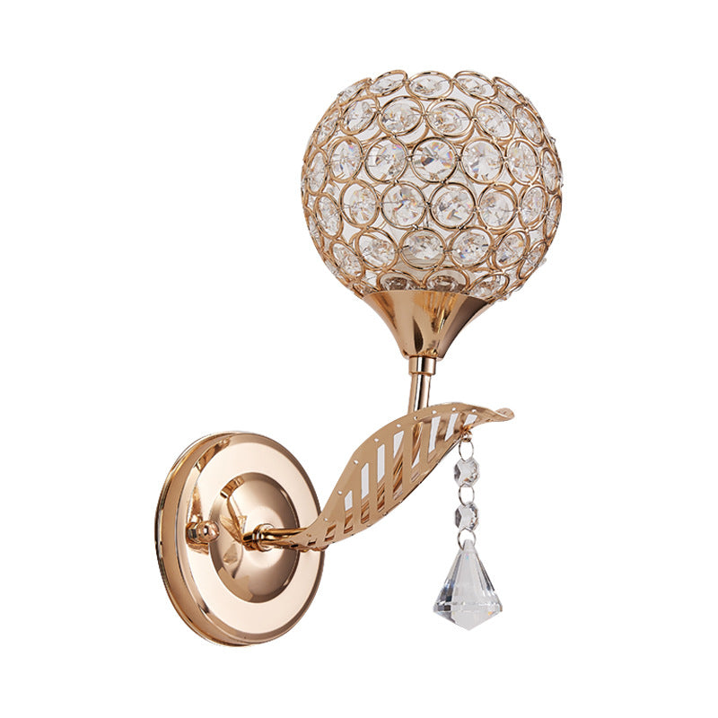 1 lámpara de pared de oro de montaje en pared de corredor de bulbo con tono de cristal transparente global