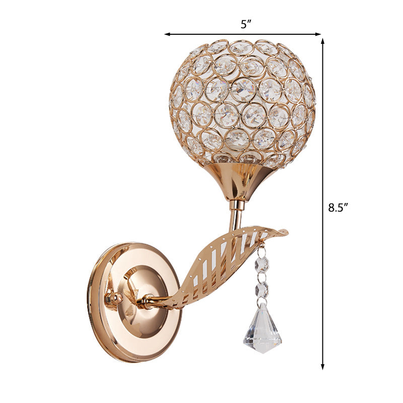 1 lámpara de pared de oro de montaje en pared de corredor de bulbo con tono de cristal transparente global