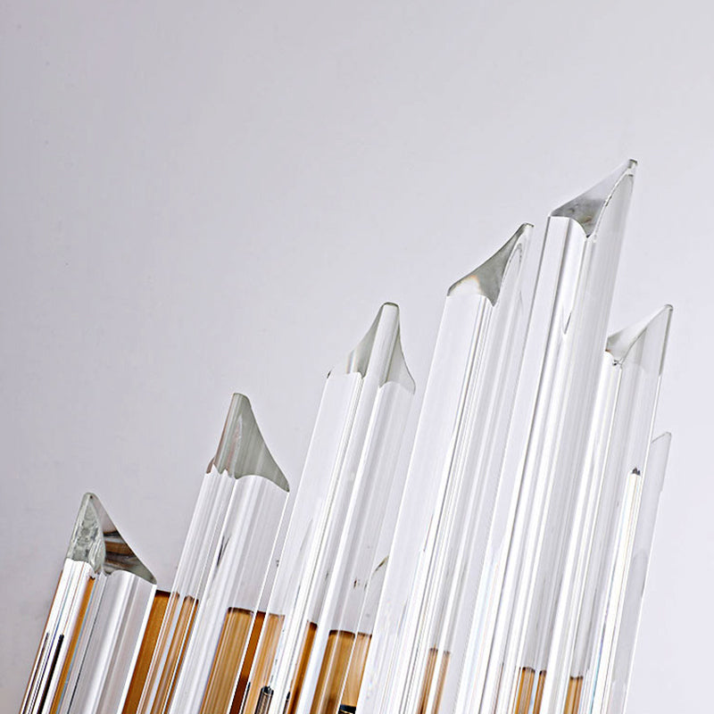 Iluminación de montaje de pared de prisma de cristal transparente lámpara LED moderna de LED con placa posterior de metal en latón