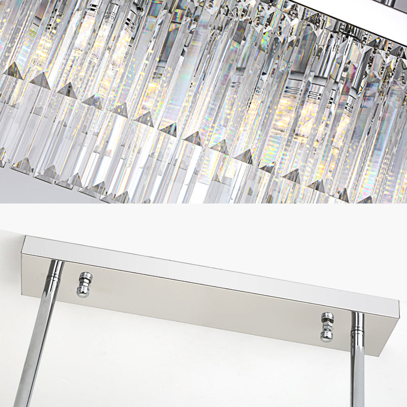 Rectangular Island Light Simple Clear Crystal Block 10 Lights Dining Room Ceiling Pendant, 31.5"/39" Wide