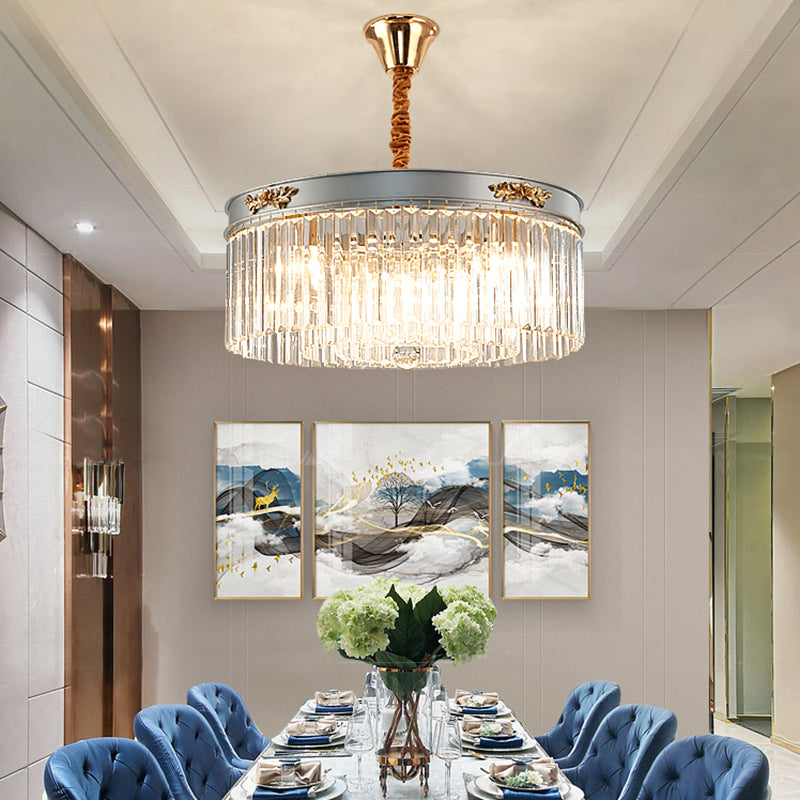 Moderne Drum Kronleuchter Leuchte rechteckige Kristall 3/4 Leuchten Esszimmer Hängende Licht, 16 "/19,5" breit