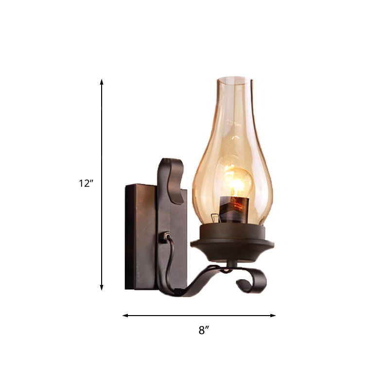 Lampe murale en verre en verre ambre simple
