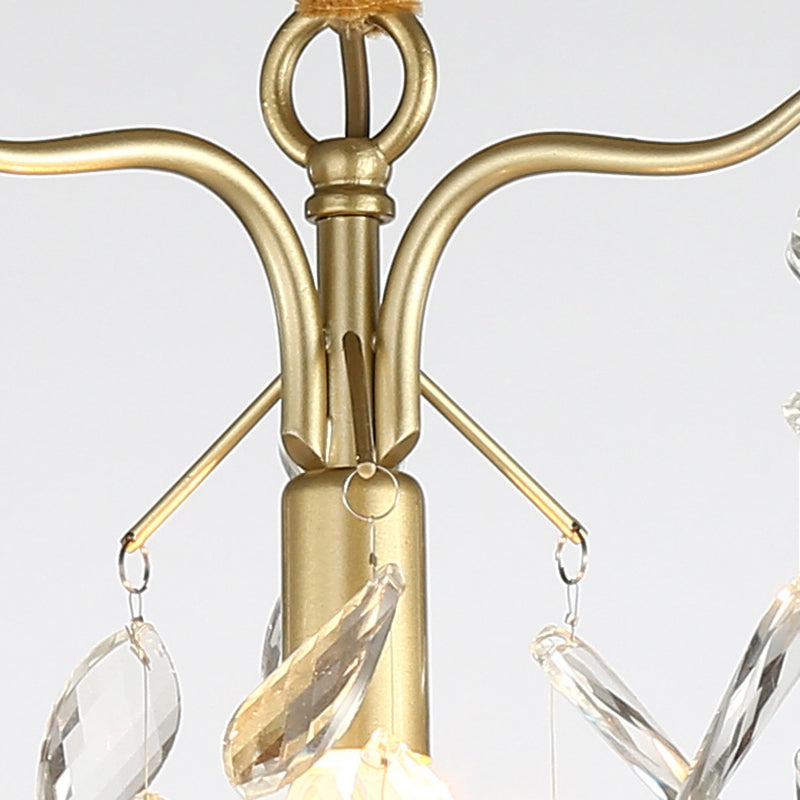 Luz de la lámpara de cristal de lágrimas Luz moderna 1 lámpara de oro de oro ligero para el pasillo