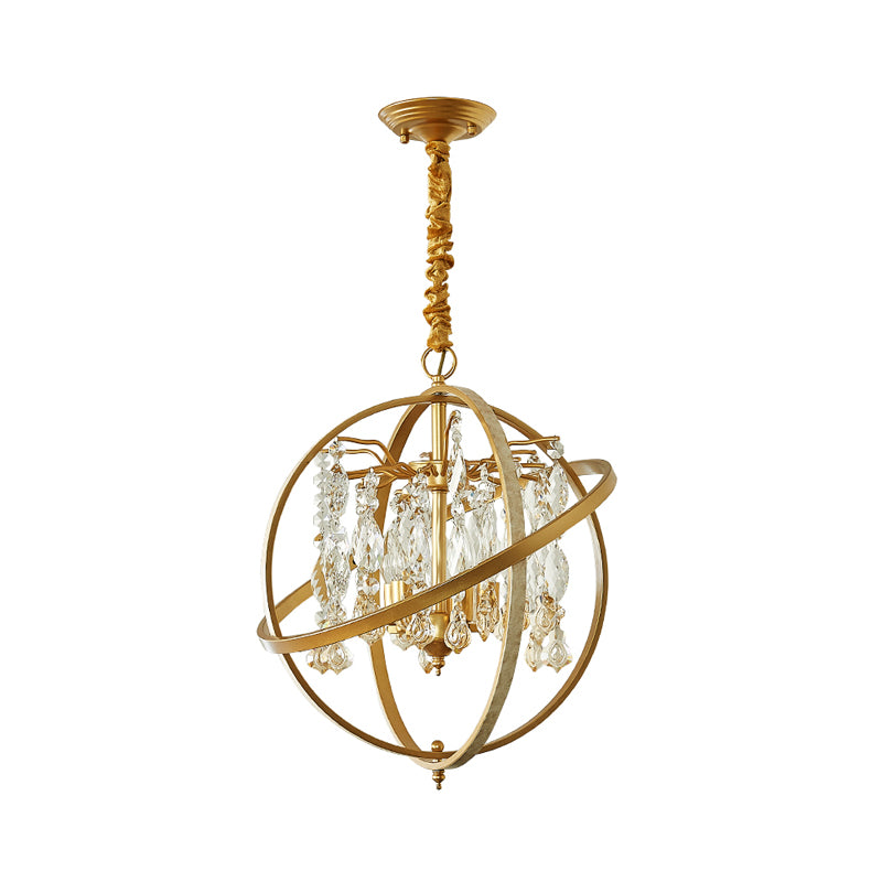 Sfera d'oro kit luce sospesa contemporanea 5 luci lampadario a soffitto metallico con accento di cristallo