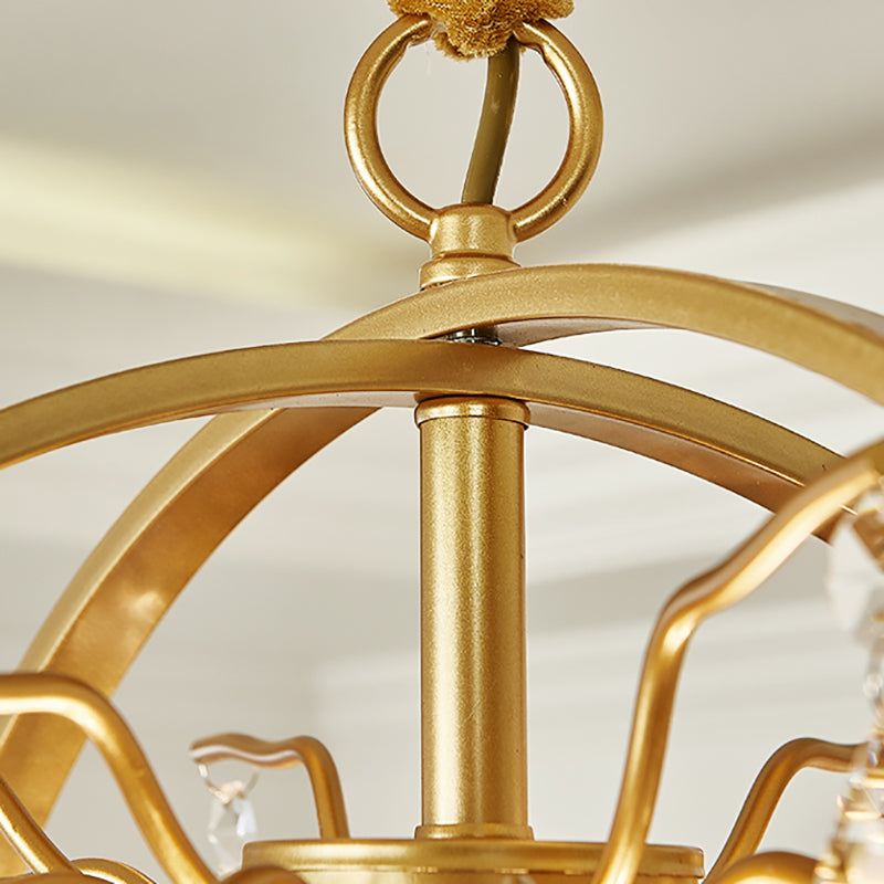 Sfera d'oro kit luce sospesa contemporanea 5 luci lampadario a soffitto metallico con accento di cristallo