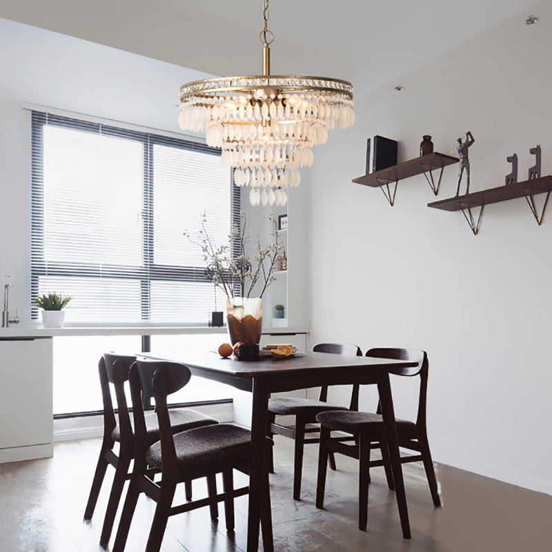 Abgestufte Deckenleuchte zeitgenössische Kristall 6 Lichter Antiquen Silberleuchter Licht für Schlafzimmer