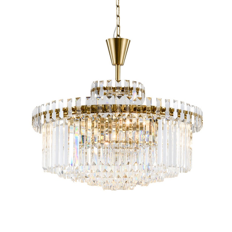 Drum Ceiling Light Fixture Modern Crystal 9 Lights Brass Chandelier Light, 25.5"/31.5" Wide