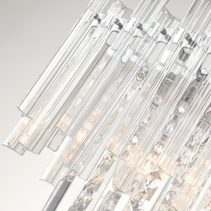 5 Lights Dining Room Chandelier Light Modern Chrome Hanging Light with Round/Rectangle Prism Crystal