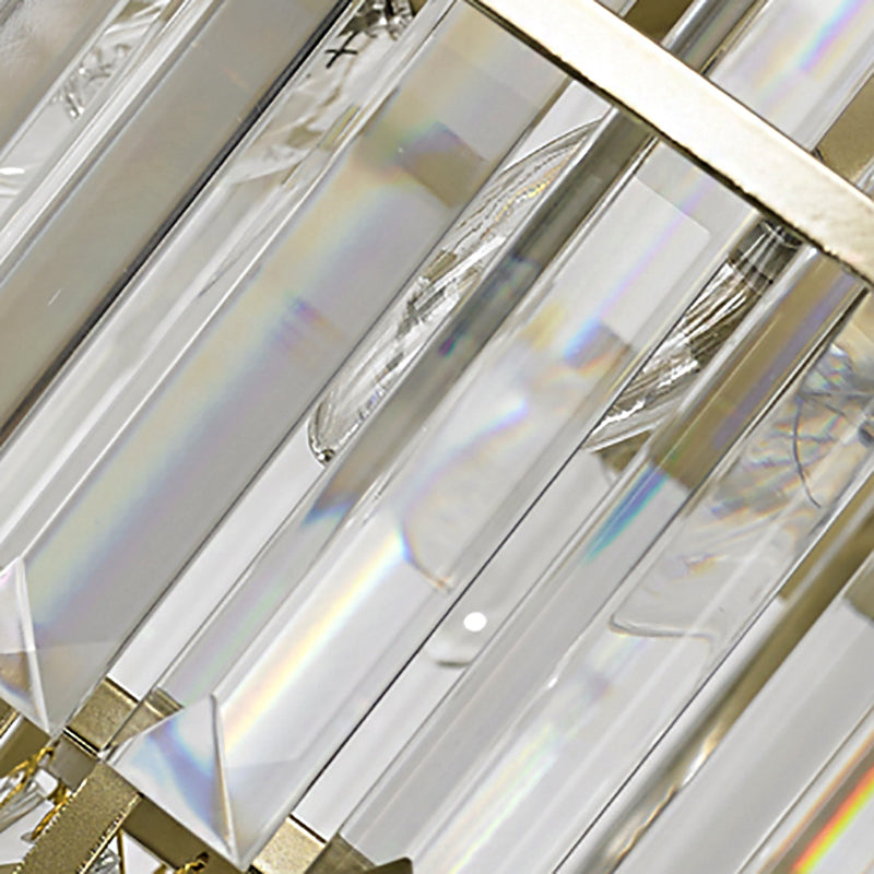 Modernism Layered Wall Lamp Clear Crystal 2 Lights Bedside Wall Sconce Fixture in Brass