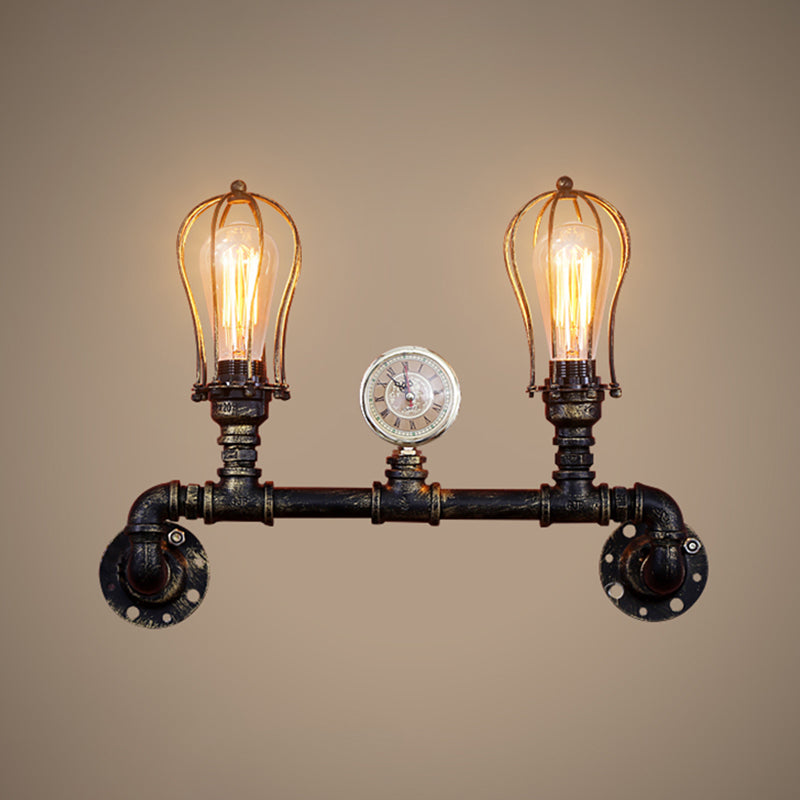 Éclairage mural de restauration rétro de tuyau de fer Éclairage mural en bronze en bronze