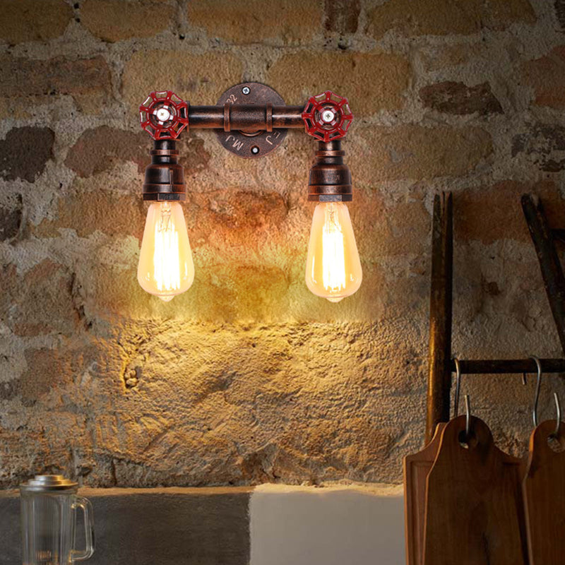 Vintage exponierte Lampenwandbeleuchtung Eisenwandmontagelampe mit Ventildekoration