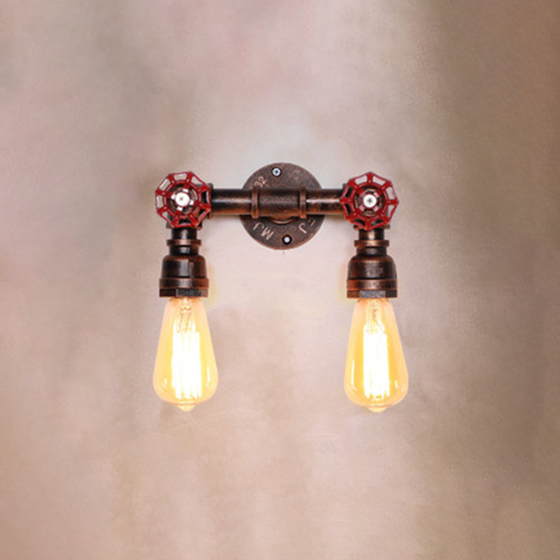 Vintage exponierte Lampenwandbeleuchtung Eisenwandmontagelampe mit Ventildekoration