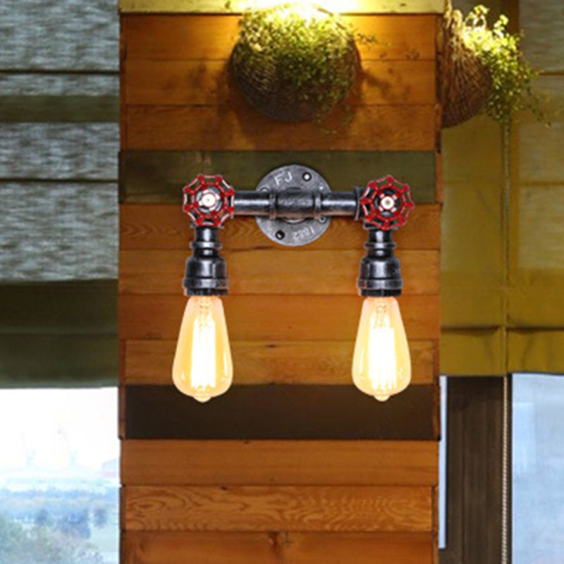 Vintage exponierte Lampenwandbeleuchtung Eisenwandmontagelampe mit Ventildekoration