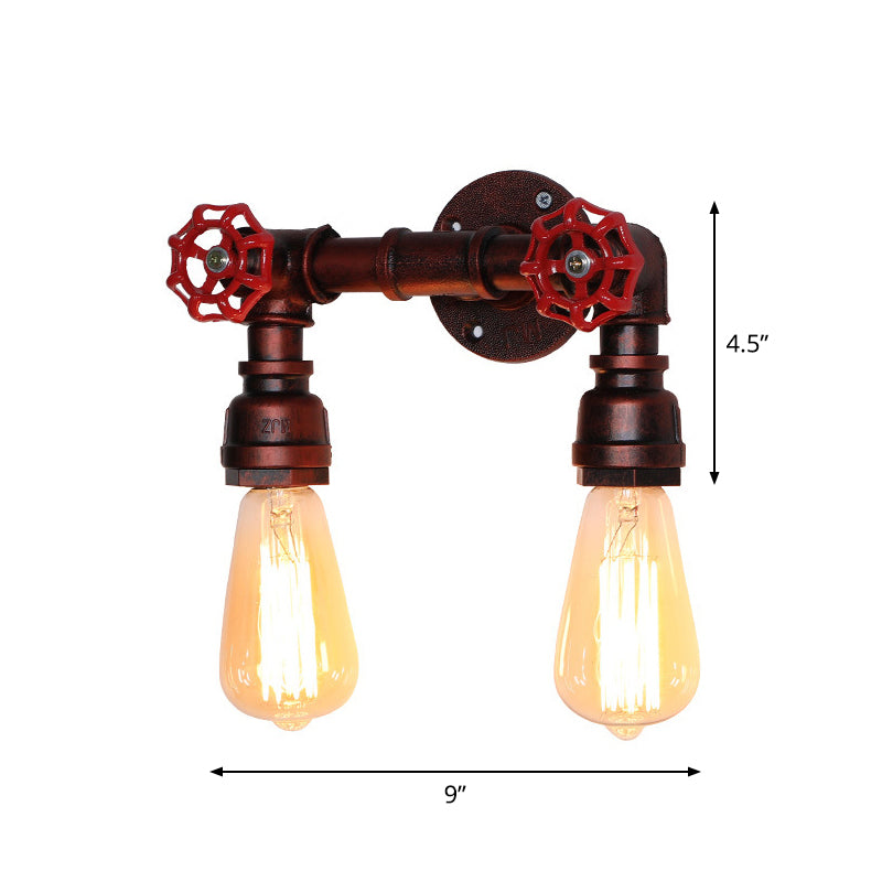 Vintage exponierte Lampenwandbeleuchtung Eisenwandmontagelampe mit Ventildekoration