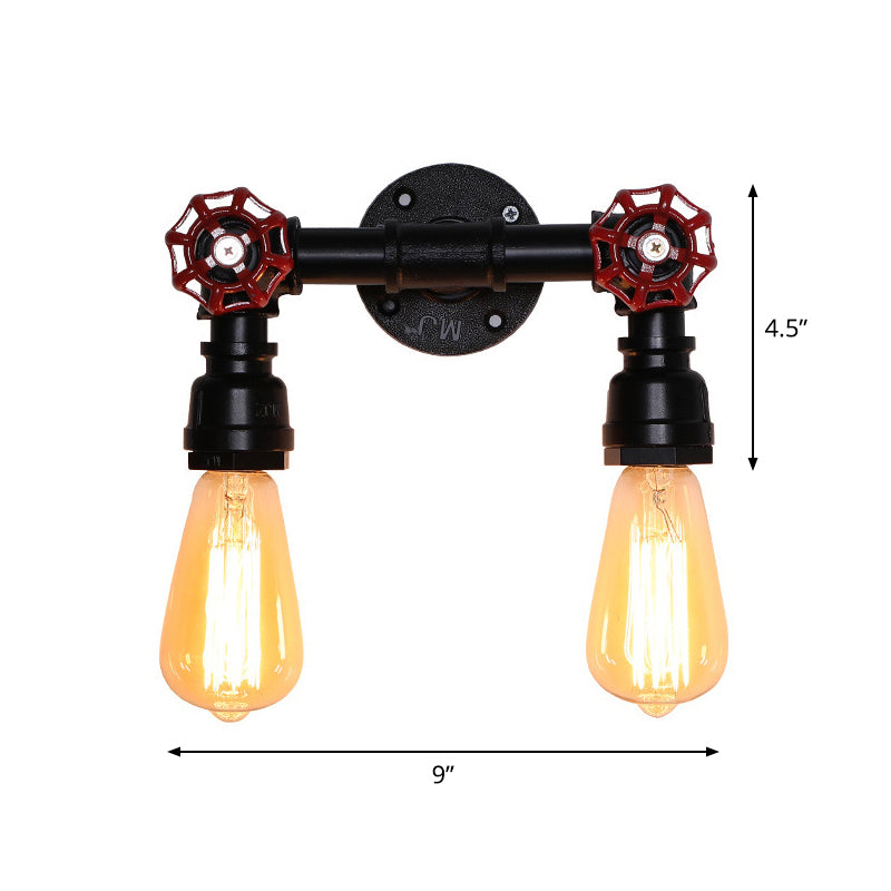 Vintage exponierte Lampenwandbeleuchtung Eisenwandmontagelampe mit Ventildekoration