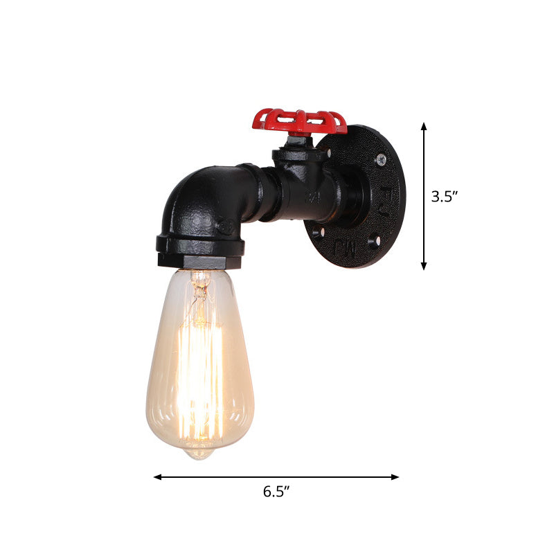 Vintage exponierte Lampenwandbeleuchtung Eisenwandmontagelampe mit Ventildekoration
