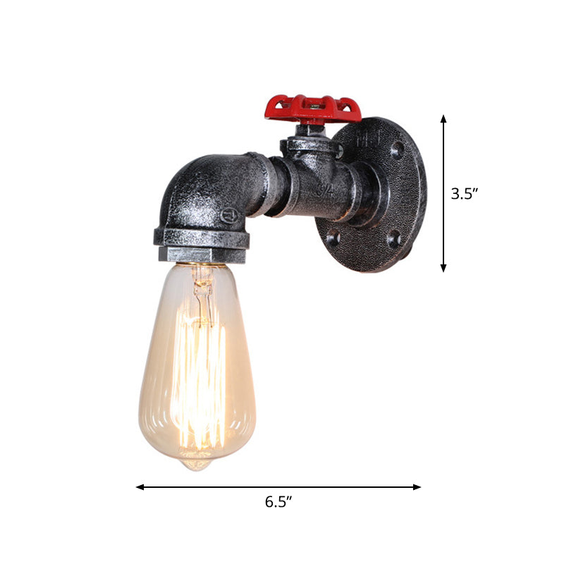 Vintage exponierte Lampenwandbeleuchtung Eisenwandmontagelampe mit Ventildekoration
