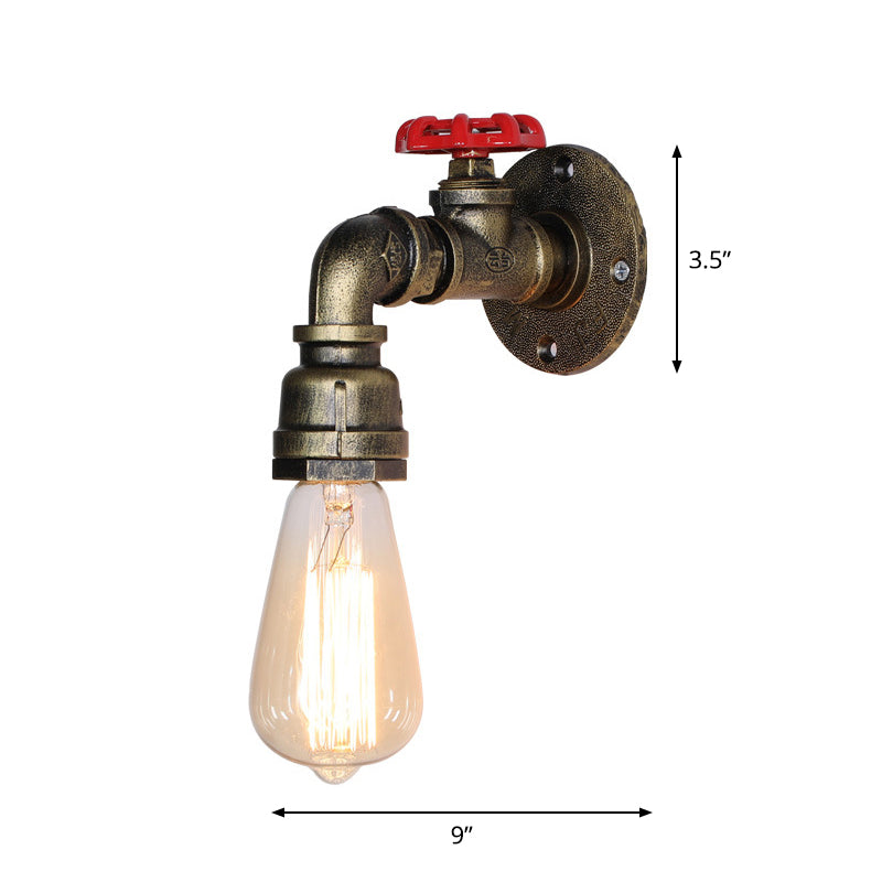Vintage exponierte Lampenwandbeleuchtung Eisenwandmontagelampe mit Ventildekoration