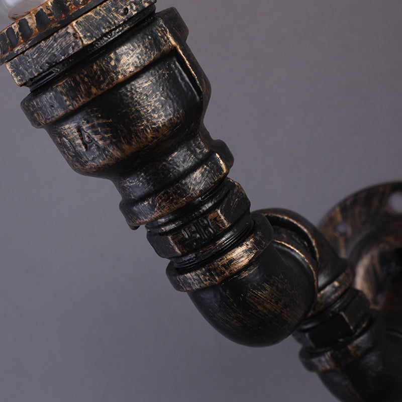 1 Head Wall Light Retro Plumbing Pipe Iron Wall Lighting Fixture in Bronze for Corridor