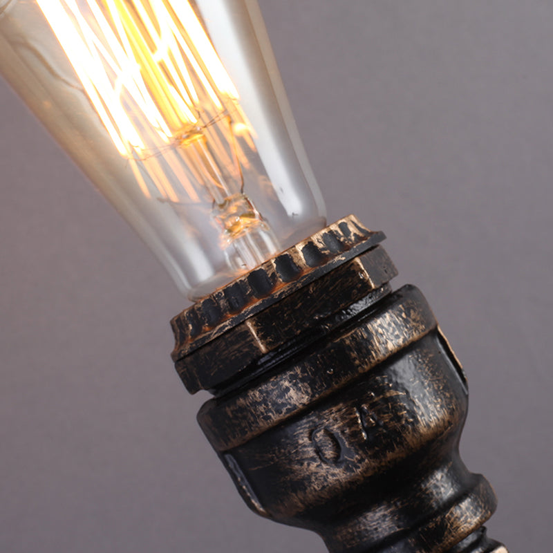 1 Head Wall Light Retro Plumbing Pipe Iron Wall Lighting Fixture in Bronze for Corridor